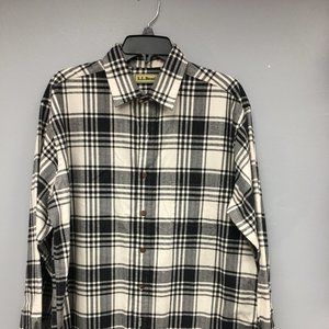 Black and White LL Bean Plaid Button Long Sleeve